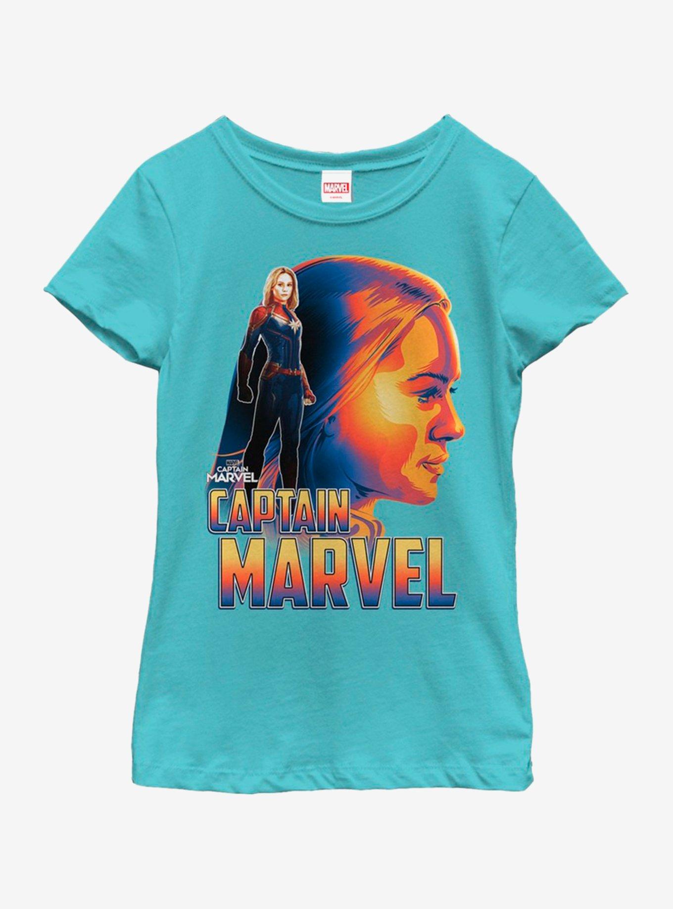 Marvel Captain Marvel Capn Marvel Sil Youth Girls T-Shirt, TAHI BLUE, hi-res