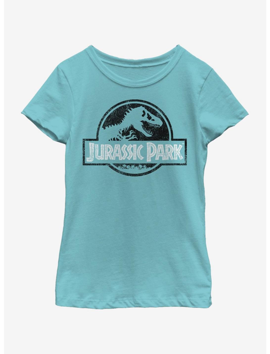 Jurassic Park JPark Vintage Logo Solid Youth Girls T-Shirt, TAHI BLUE, hi-res