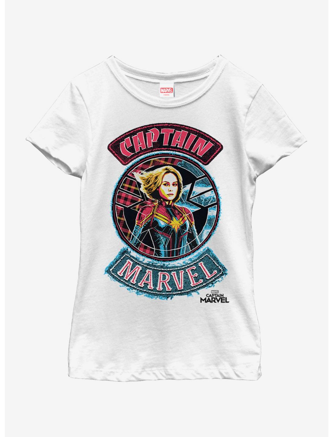 Marvel Captain Marvel Patches Youth Girls T-Shirt, WHITE, hi-res