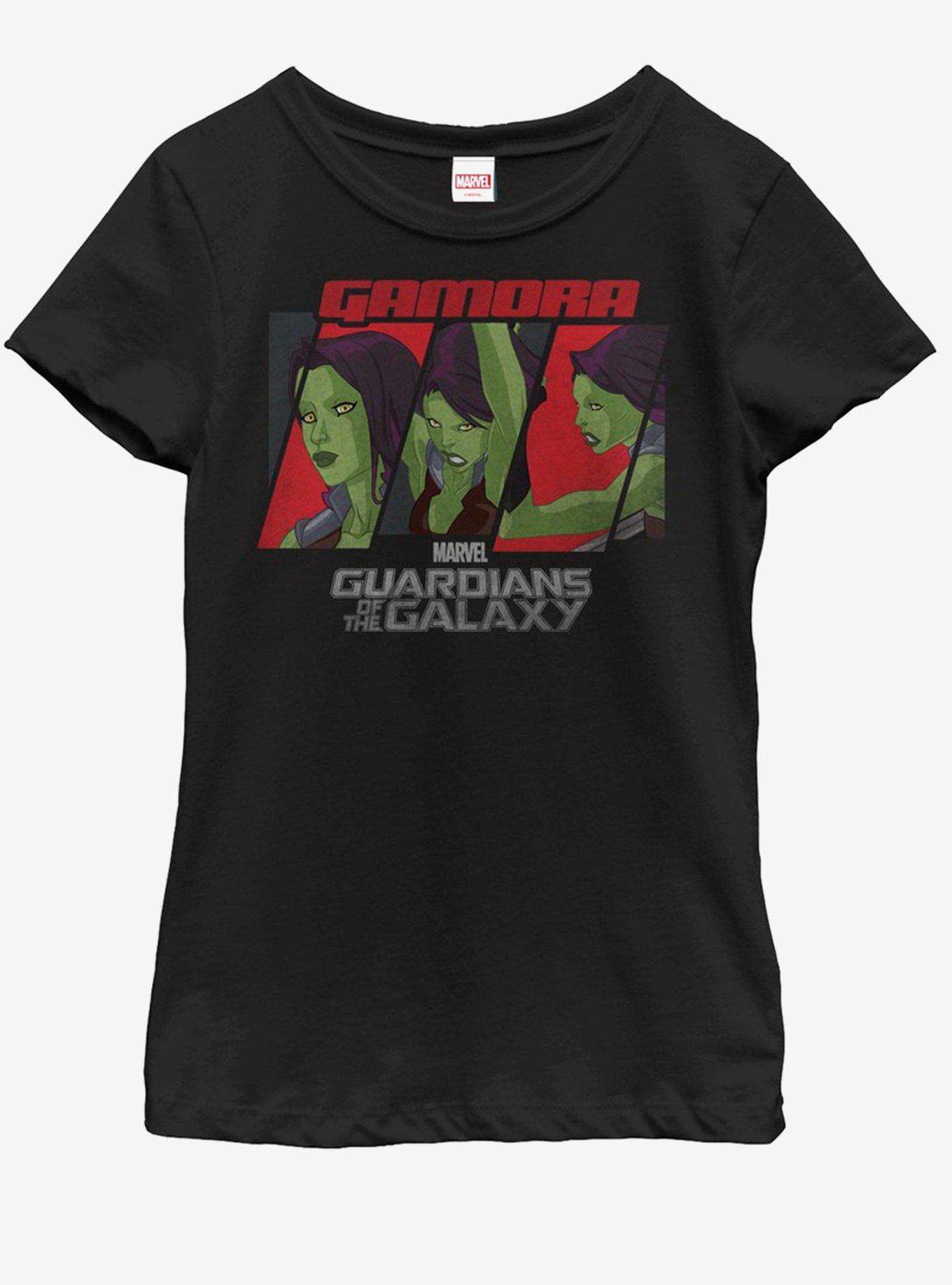 Marvel Guardians of the Galaxy Triple Gamora Youth Girls T-Shirt, BLACK, hi-res