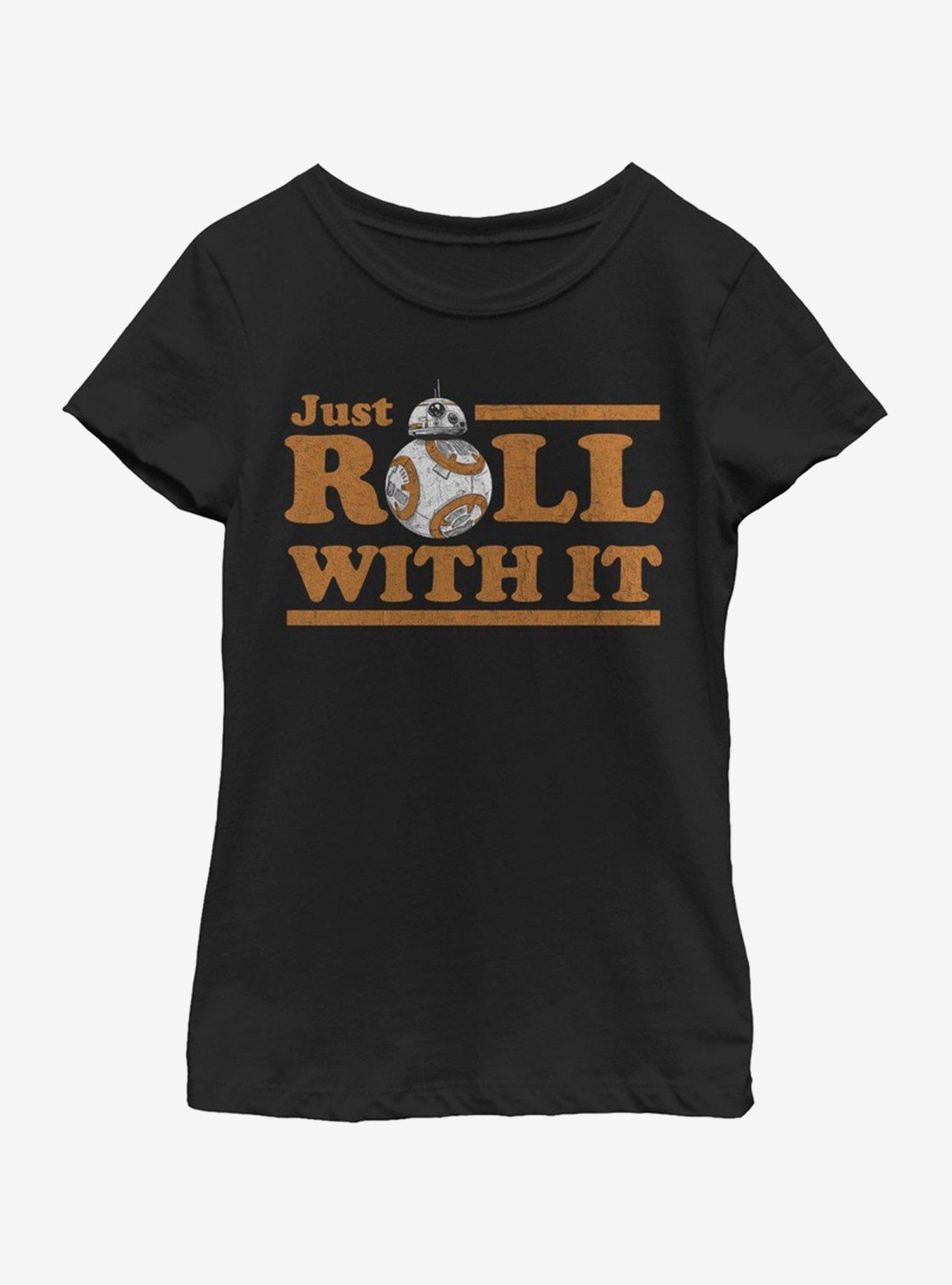 Star Wars The Last Jedi Just Roll Youth Girls T-Shirt, BLACK, hi-res