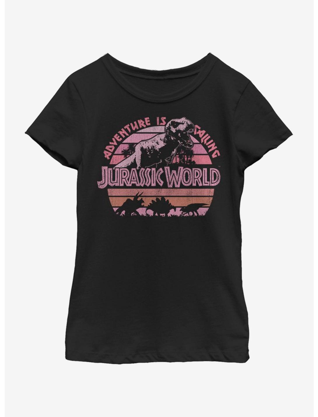 Jurassic Park Adventure Call Youth Girls T-Shirt, BLACK, hi-res