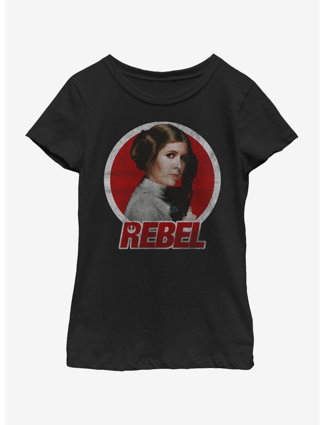 Star Wars Leia Rebel Circle Youth Girls T-Shirt, BLACK, hi-res