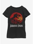 Jurassic Park Jungle Sunset Youth Girls T-Shirt, BLACK, hi-res