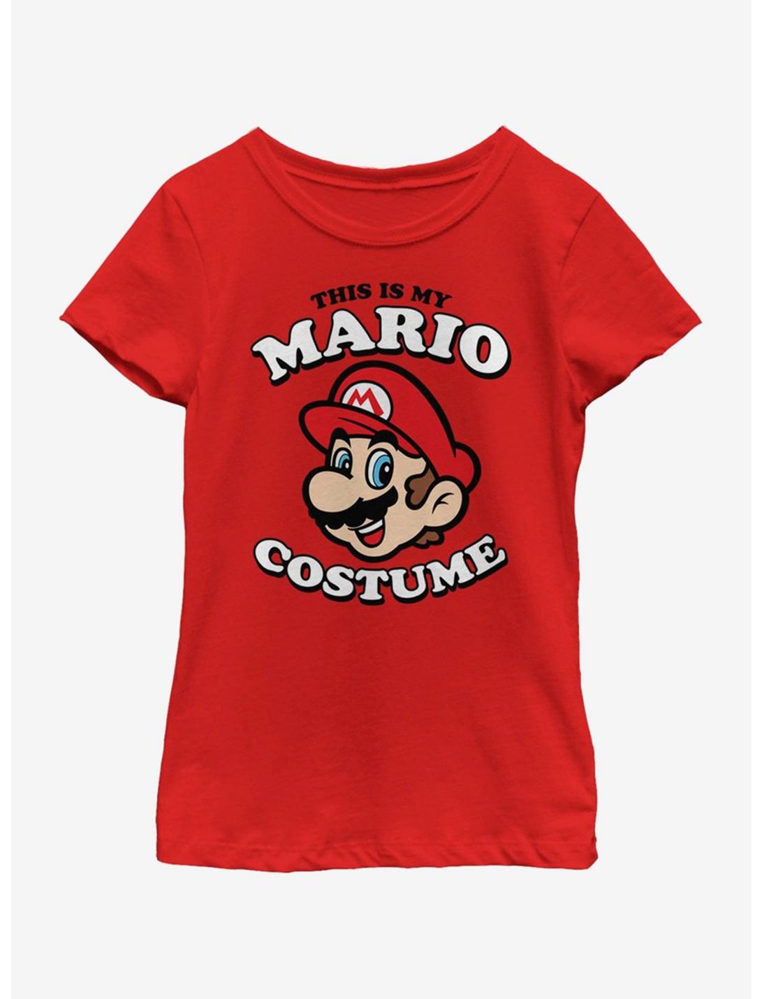 Nintendo Super Mario Mario Costume Youth Girls T-Shirt, RED, hi-res