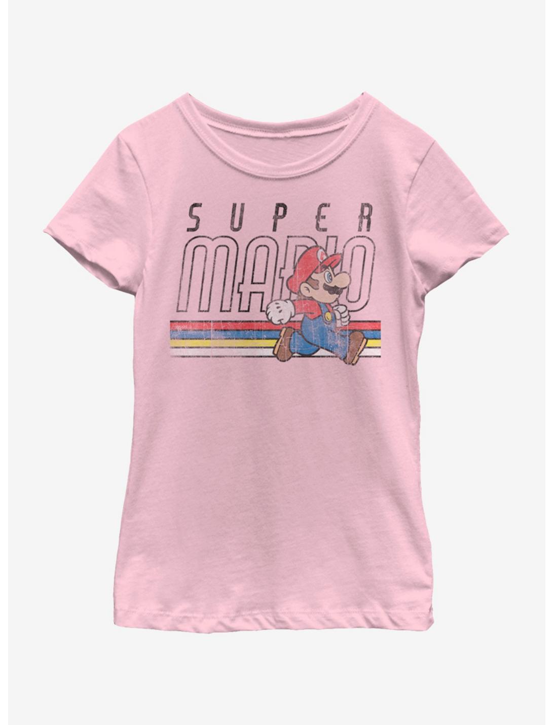 Nintendo Super Mario Throwback Mario Youth Girls T-Shirt, PINK, hi-res