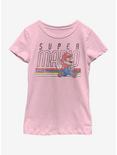 Nintendo Super Mario Throwback Mario Youth Girls T-Shirt, PINK, hi-res