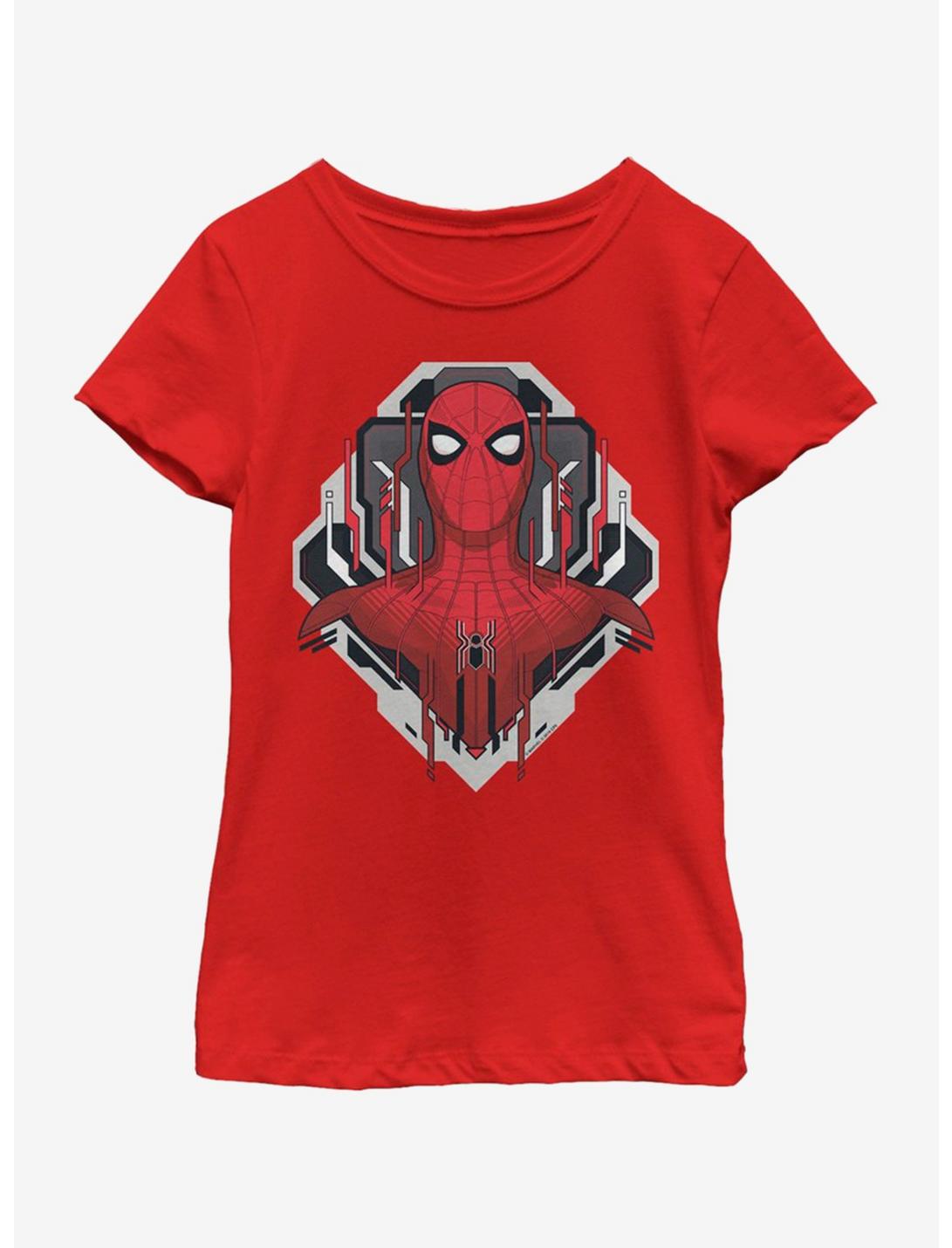 Marvel Spiderman: Far From Home Spider Tech Badge Youth Girls T-Shirt, RED, hi-res