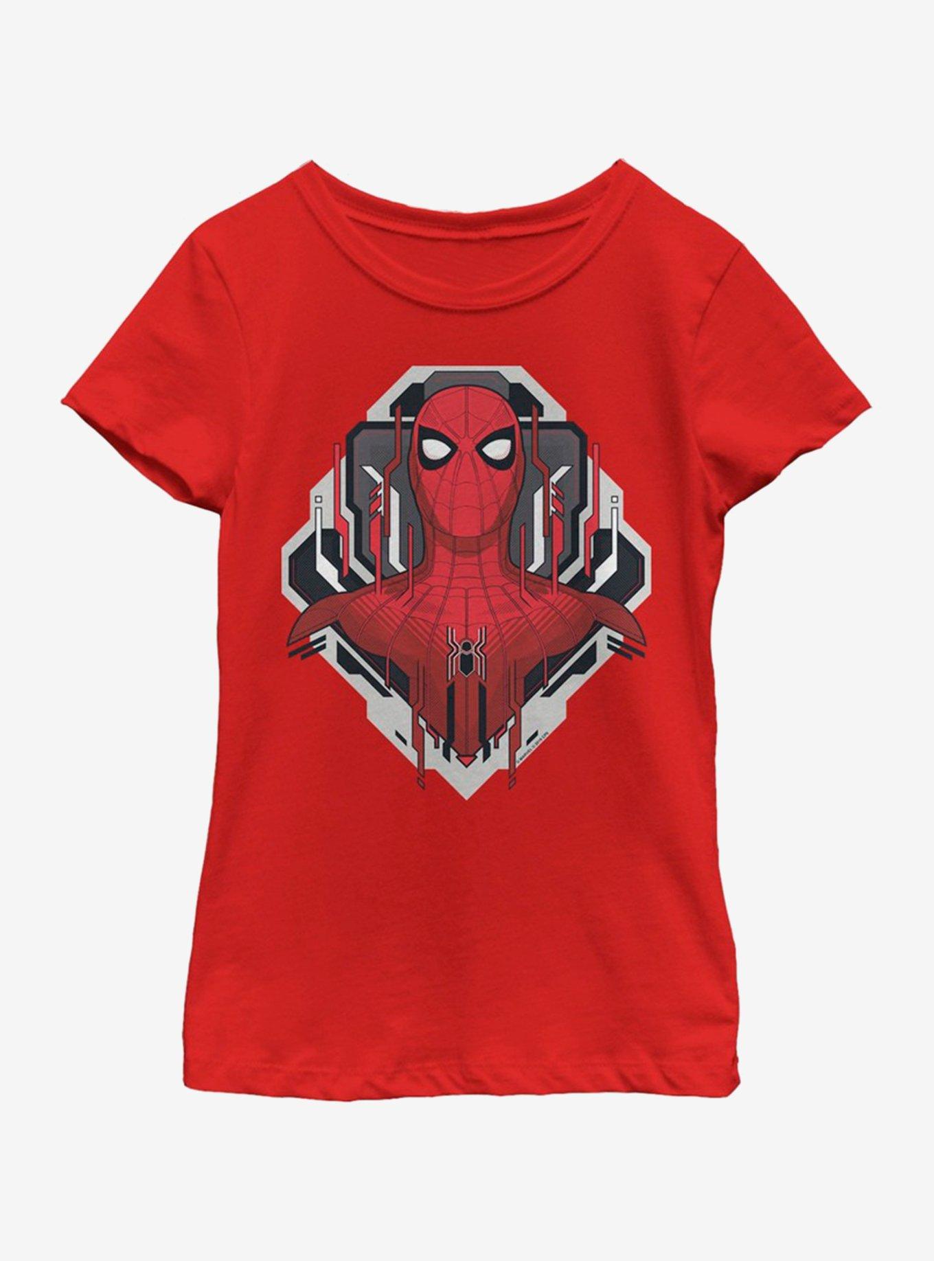 Marvel Spiderman: Far From Home Spider Tech Badge Youth Girls T-Shirt, RED, hi-res
