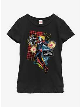 Marvel Captain Marvel 90s Grunge Patch Marvel Youth Girls T-Shirt, , hi-res