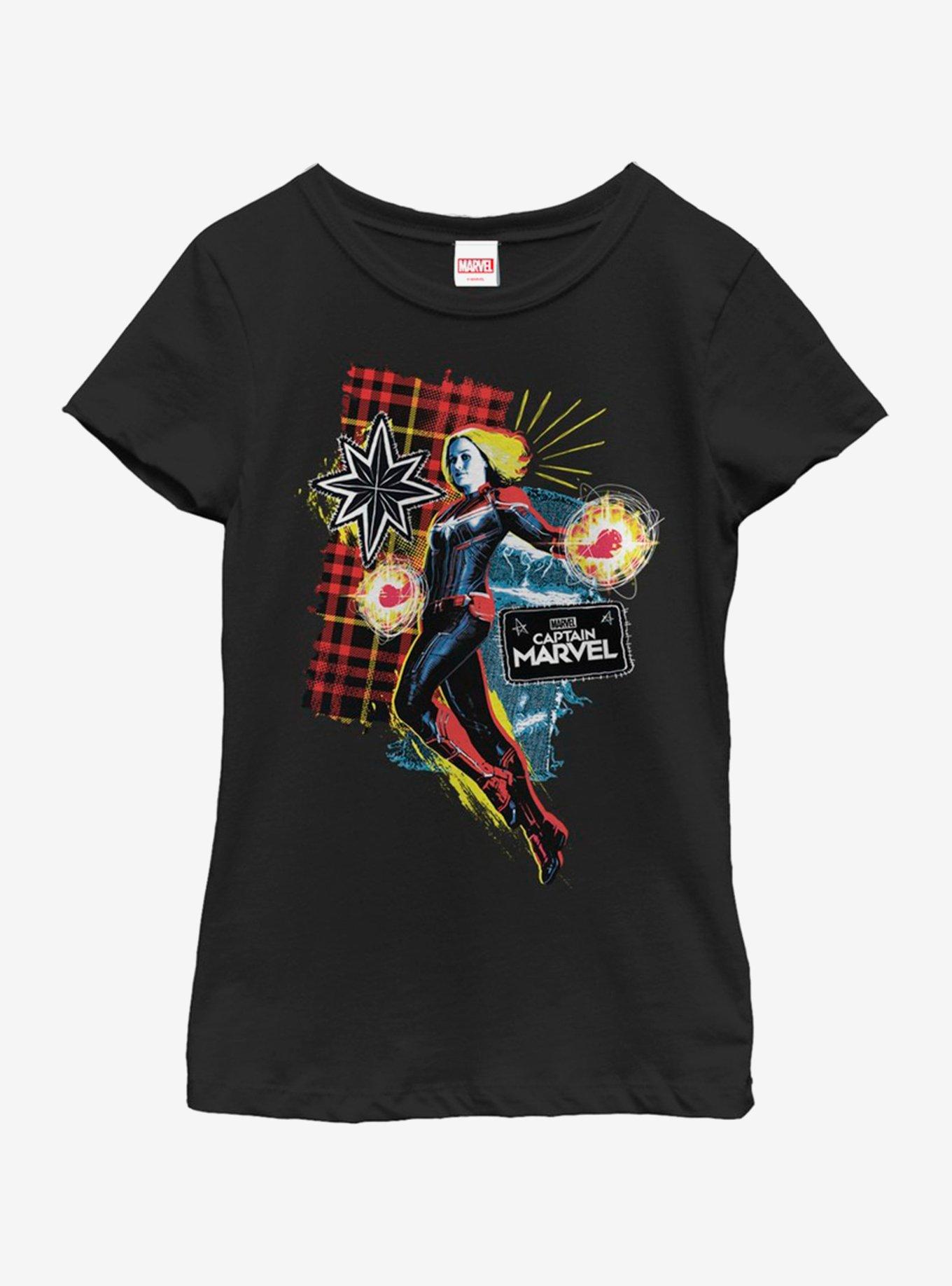 Marvel Captain Marvel 90s Grunge Patch Marvel Youth Girls T-Shirt, , hi-res