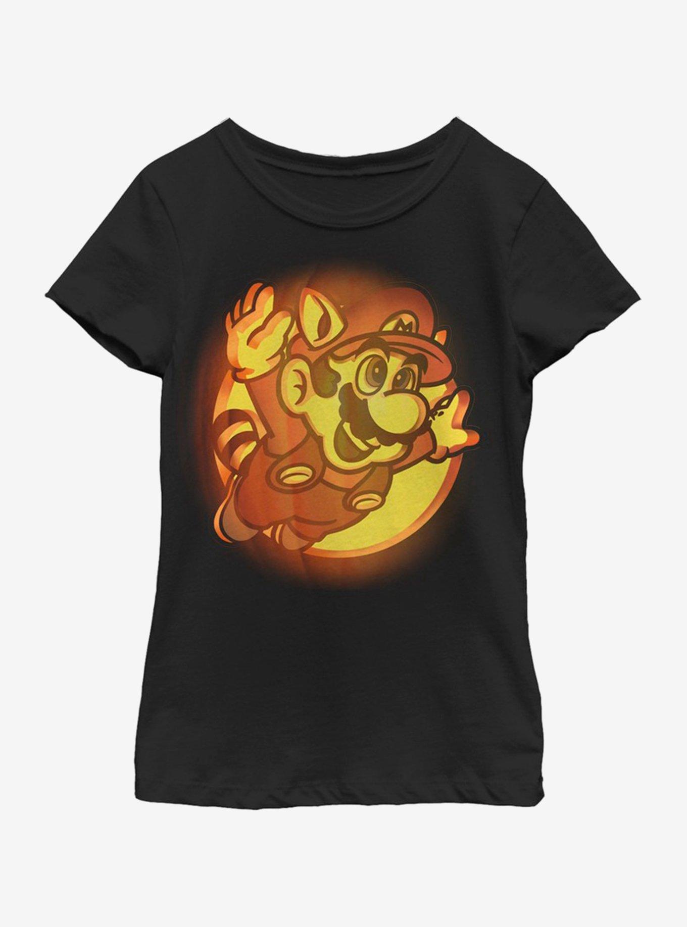 Nintendo Super Mario Mario Pumpkin Youth Girls T-Shirt, BLACK, hi-res