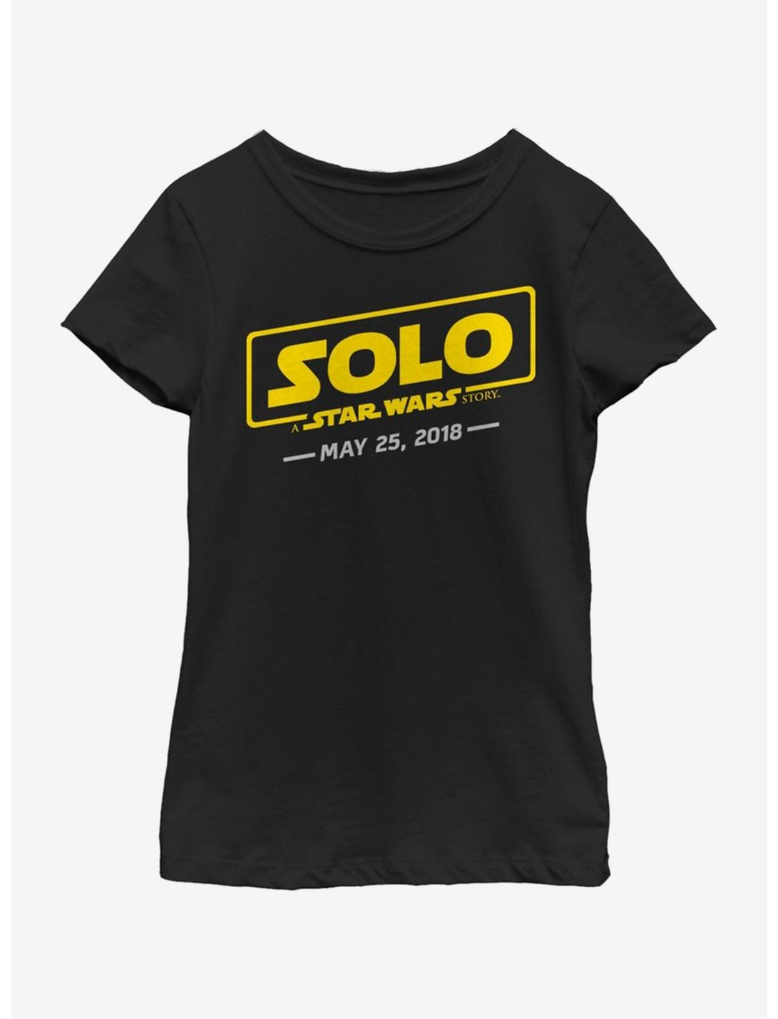 Star Wars Logo with Date Youth Girls T-Shirt, BLACK, hi-res