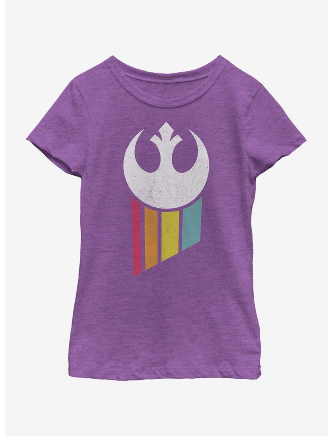 Star Wars Rainbow Rebel Logo Youth Girls T-Shirt, PURPLE BERRY, hi-res