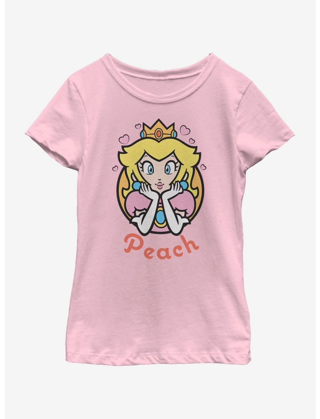 Nintendo Super Mario Peach Hearts 77 Youth Girls T-Shirt, PINK, hi-res