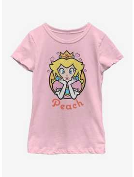 Nintendo Super Mario Peach Hearts 77 Youth Girls T-Shirt, , hi-res