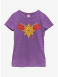 Marvel Captain Marvel Ribbon Youth Girls T-Shirt, PURPLE BERRY, hi-res