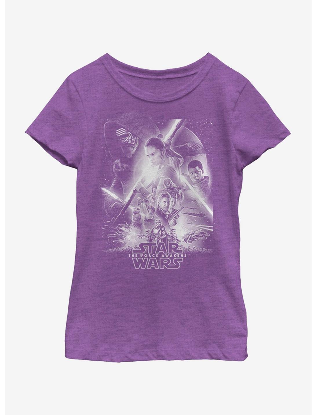 Star Wars The Force Awakens Awakens Poster Youth Girls T-Shirt, PURPLE BERRY, hi-res