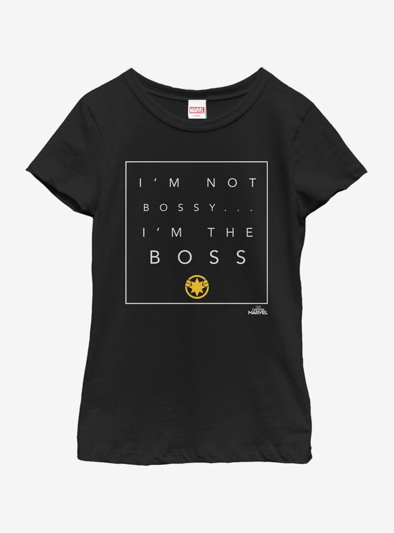 Marvel Captain Marvel Not Bossy Youth Girls T-Shirt, BLACK, hi-res