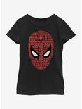 Marvel Spiderman: Far From Home Spider Word Face Youth Girls T-Shirt, BLACK, hi-res