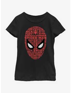Marvel Spiderman: Far From Home Spider Word Face Youth Girls T-Shirt, , hi-res