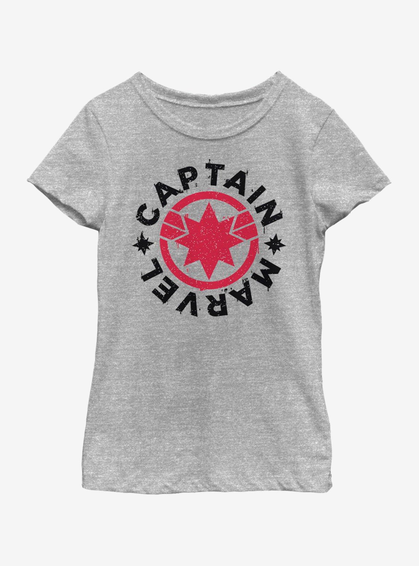 Marvel Captain Marvel Icon Logo Youth Girls T-Shirt, ATH HTR, hi-res