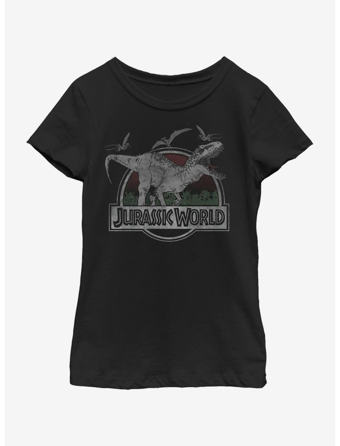 Jurassic Park Fight or Flight Youth Girls T-Shirt, BLACK, hi-res
