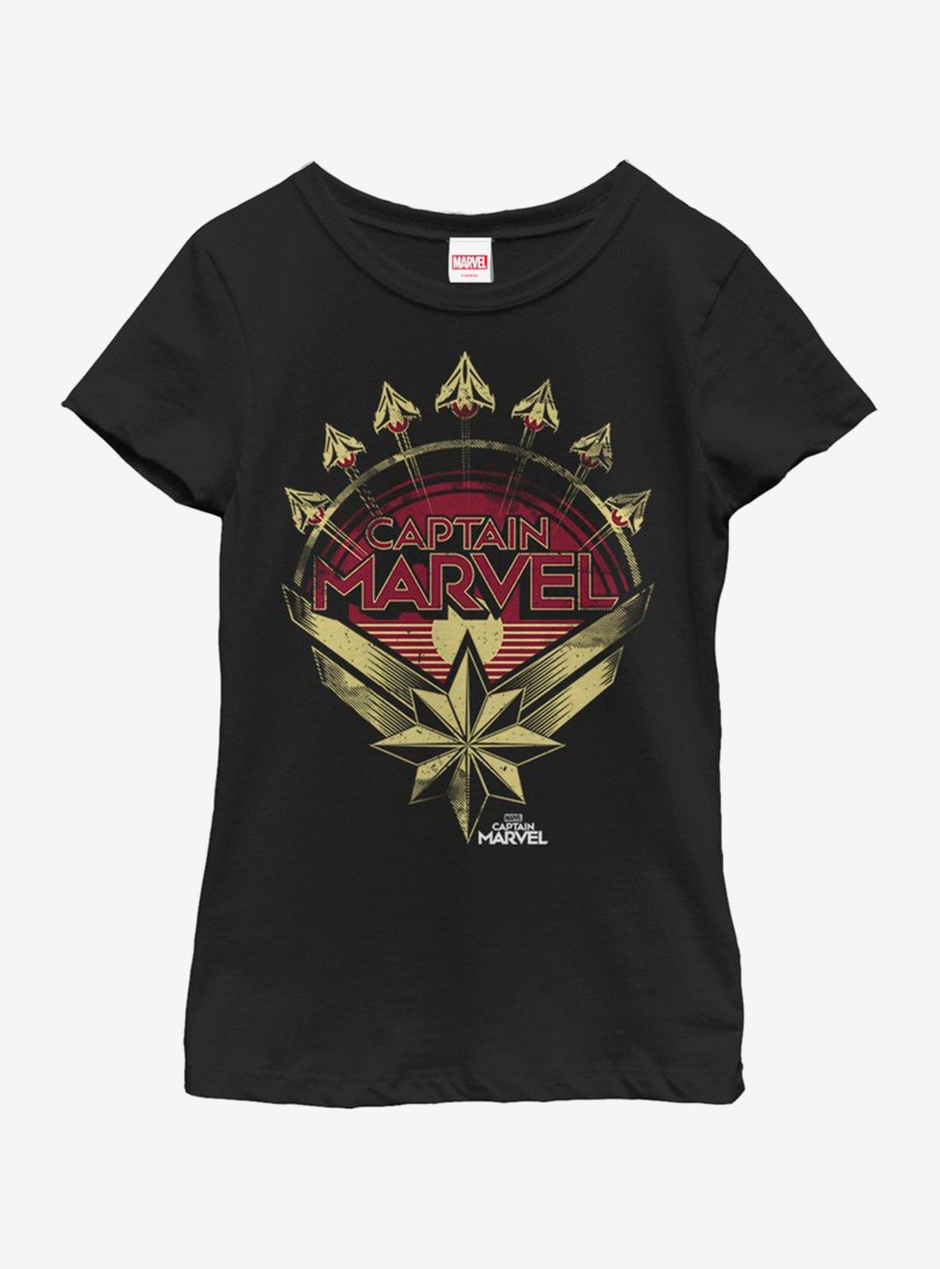 Marvel Captain Marvel Plane Model Youth Girls T-Shirt, , hi-res