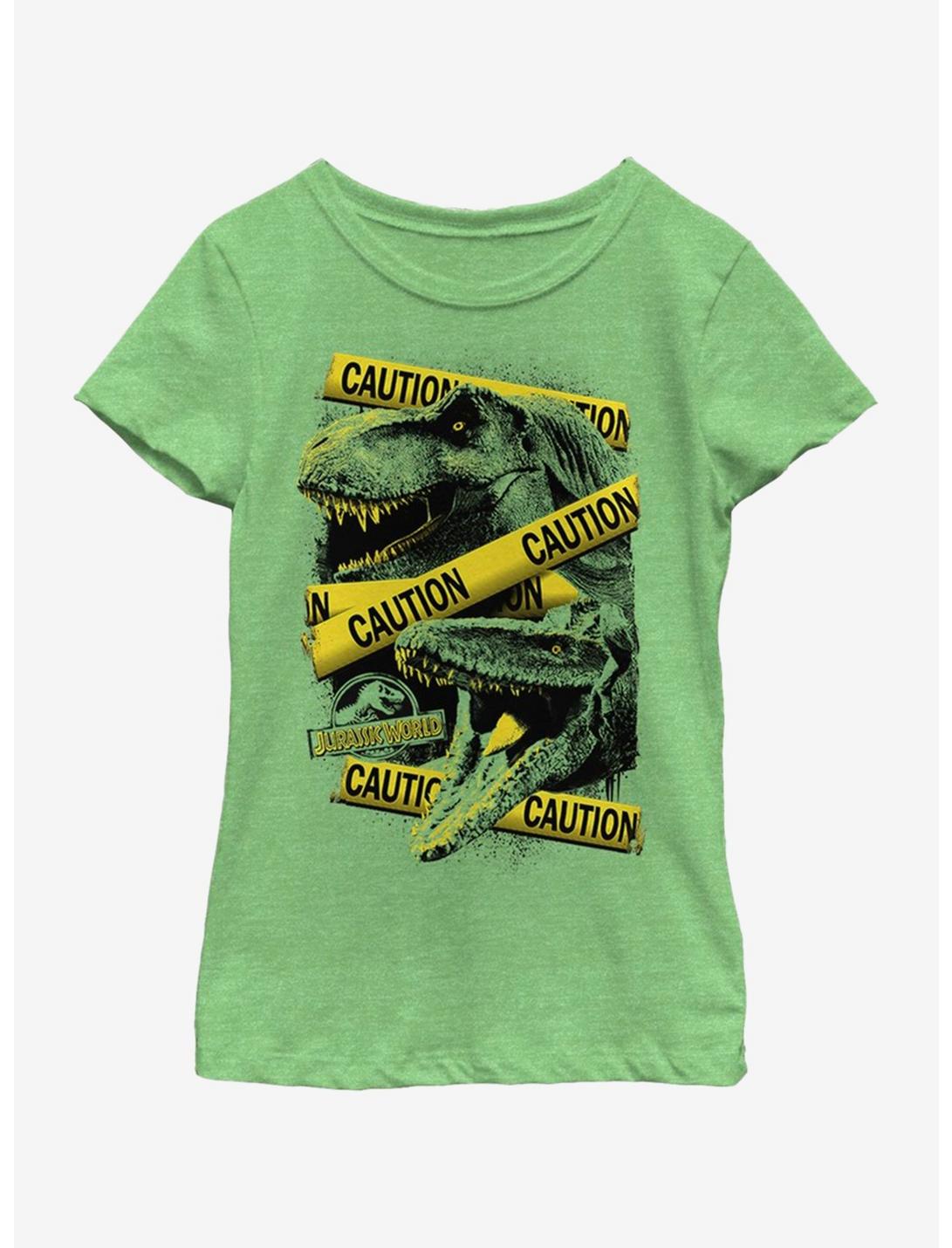 Jurassic Park Dino Caution Youth Girls T-Shirt, GRN APPLE, hi-res