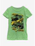 Jurassic Park Dino Caution Youth Girls T-Shirt, GRN APPLE, hi-res