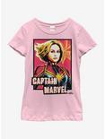 Marvel Captain Marvel Profile Youth Girls T-Shirt, PINK, hi-res