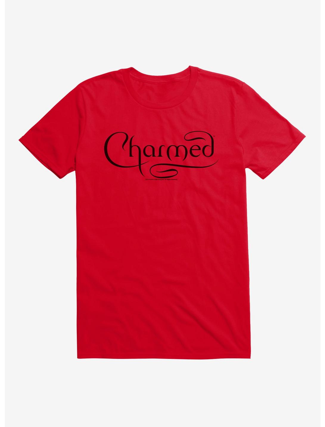 Charmed Black Logo Script T-Shirt, RED, hi-res