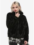 Black Faux Fur Girls Bomber Jacket, BLACK, hi-res