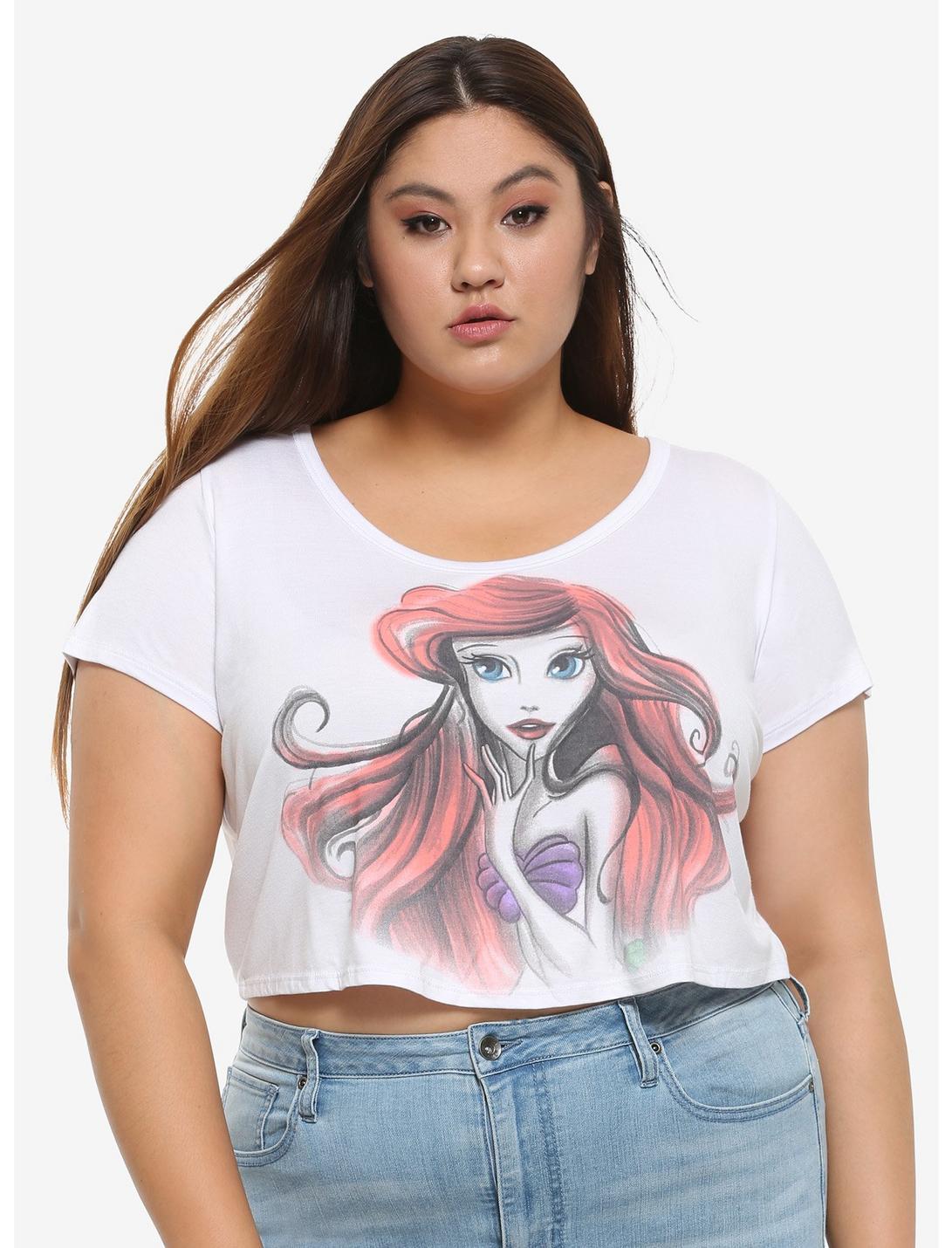 Disney The Little Mermaid Sketched Ariel Girls Crop T-Shirt Plus Size, MULTI, hi-res