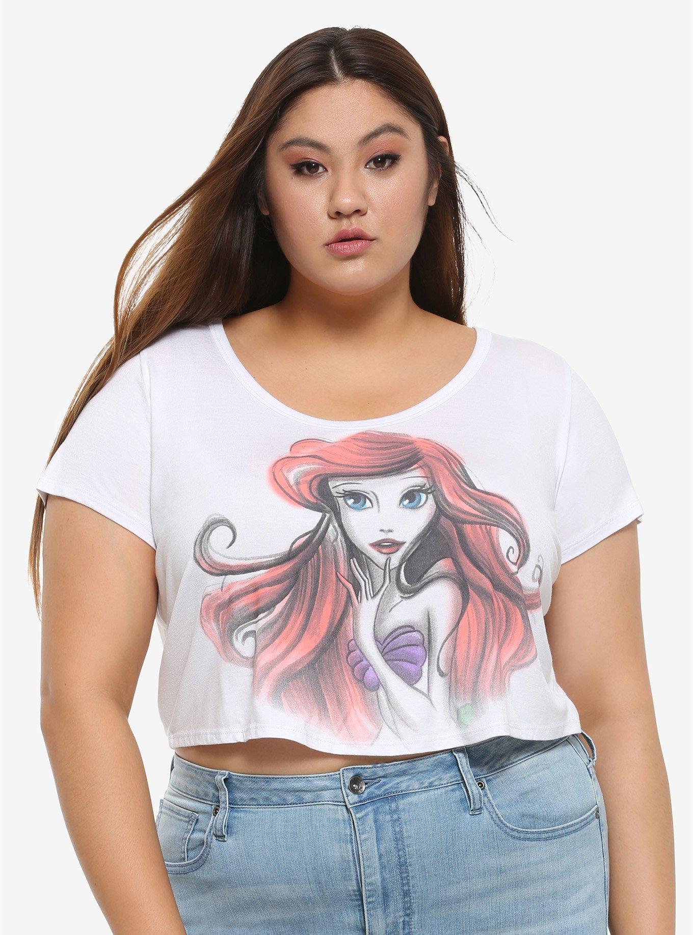Disney The Little Mermaid Sketched Ariel Girls Crop T-Shirt Plus Size, MULTI, hi-res
