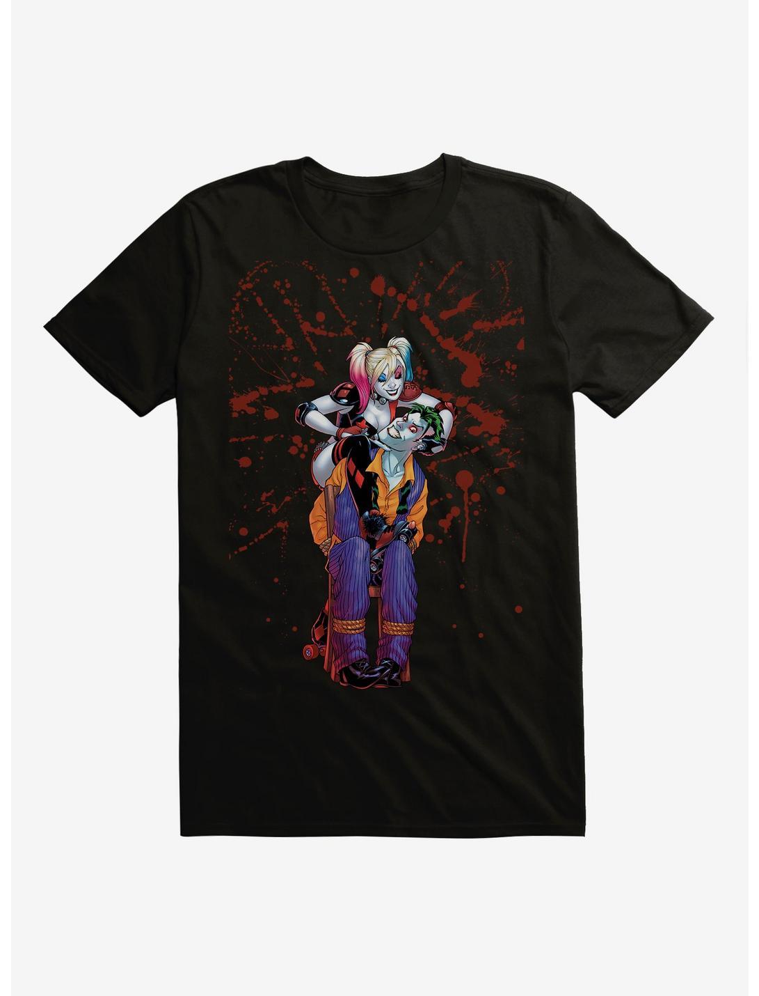 DC Comics Batman Harley Quinn The Joker Splatter Black T-Shirt, , hi-res