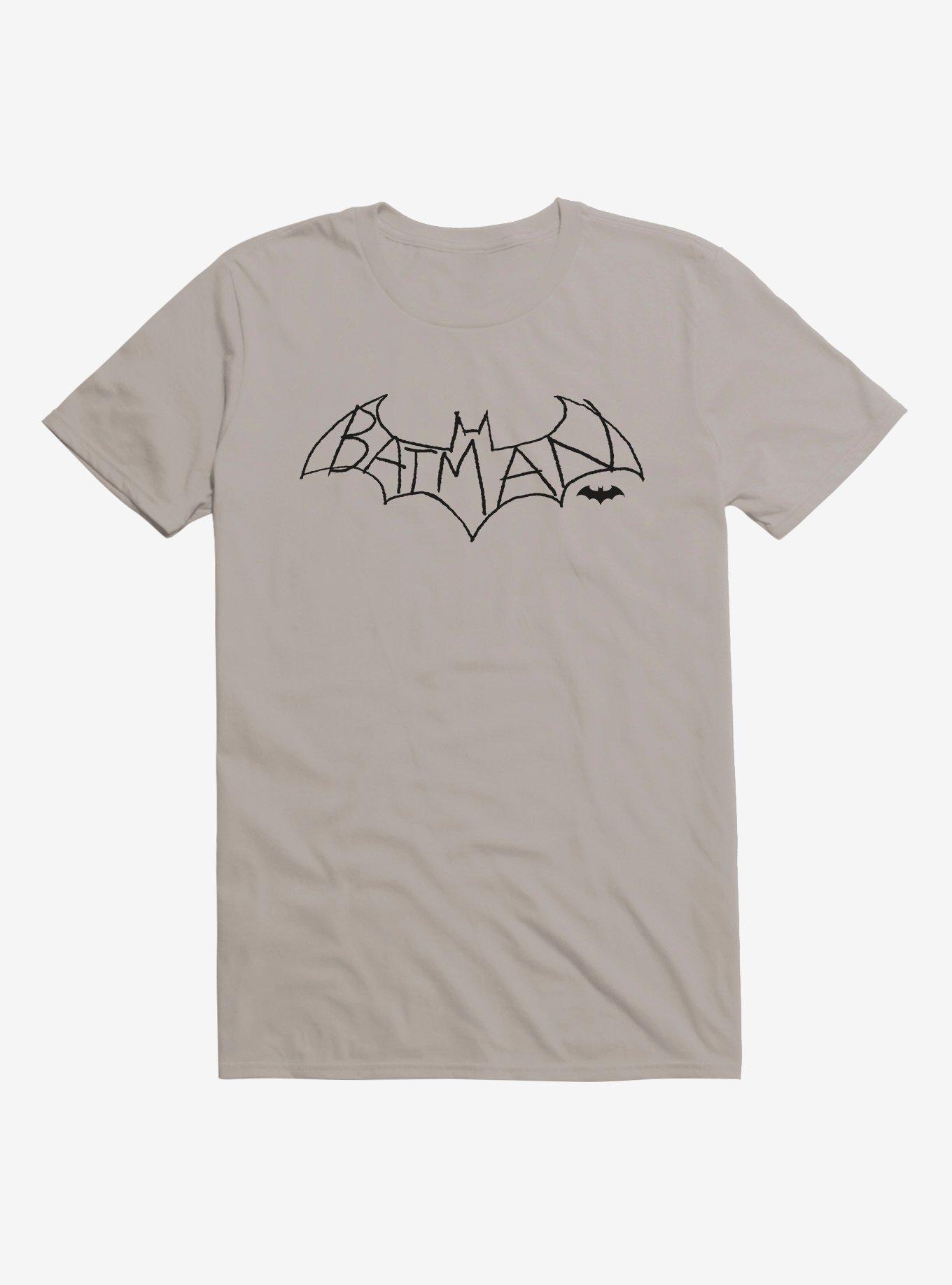 DC Comics Batman Outline Logo Black T-Shirt, LIGHT GREY, hi-res