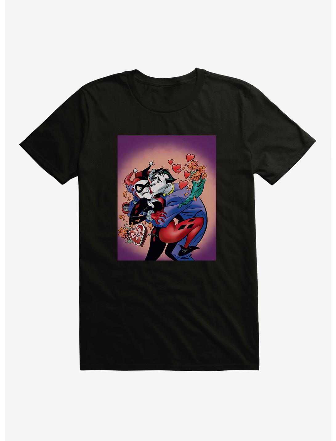 DC Comics Batman Harley Quinn The Joker Valentine Black T-Shirt, BLACK, hi-res