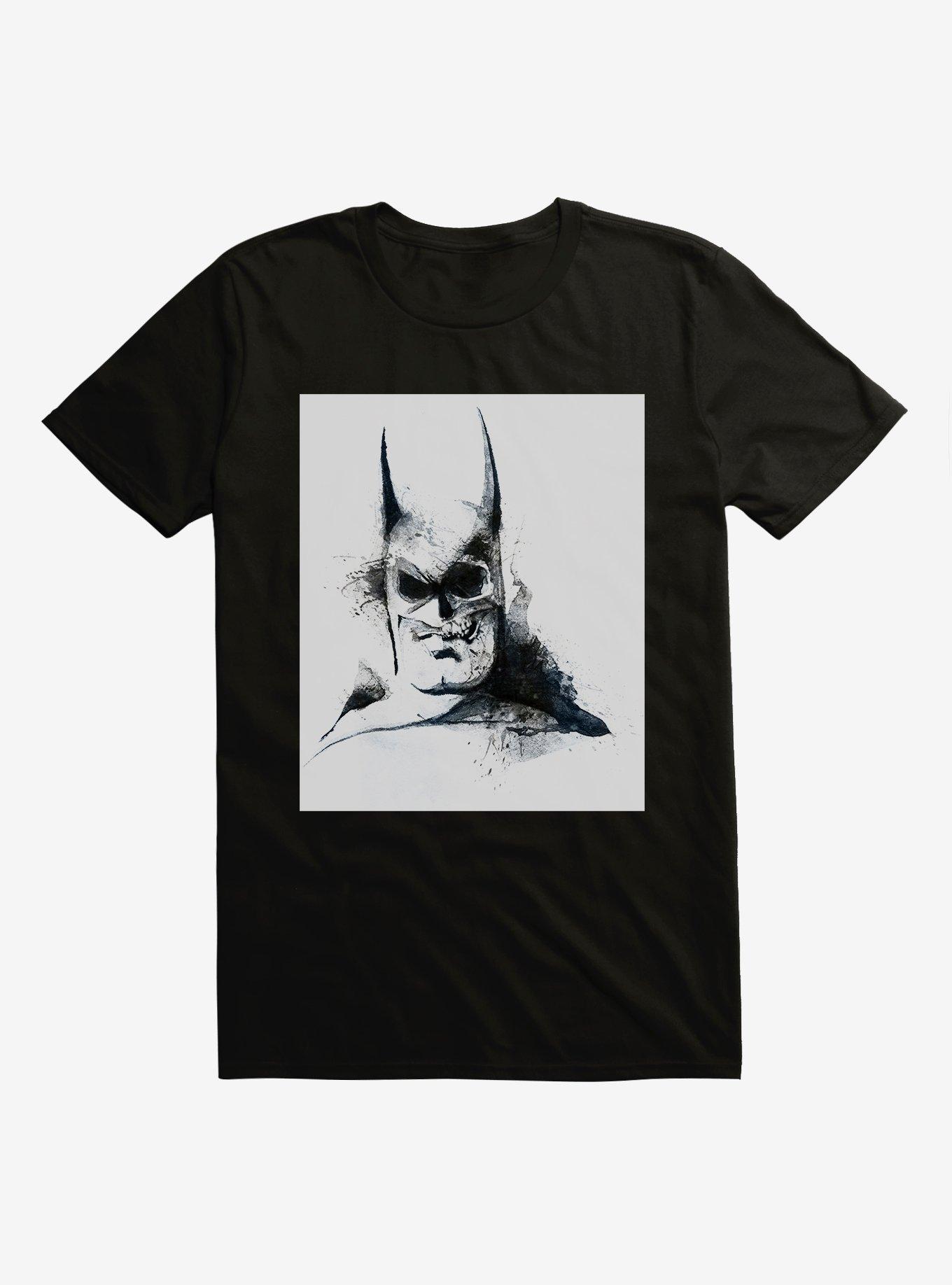 DC Comics Batman Skull Watercolor Black T-Shirt, BLACK, hi-res