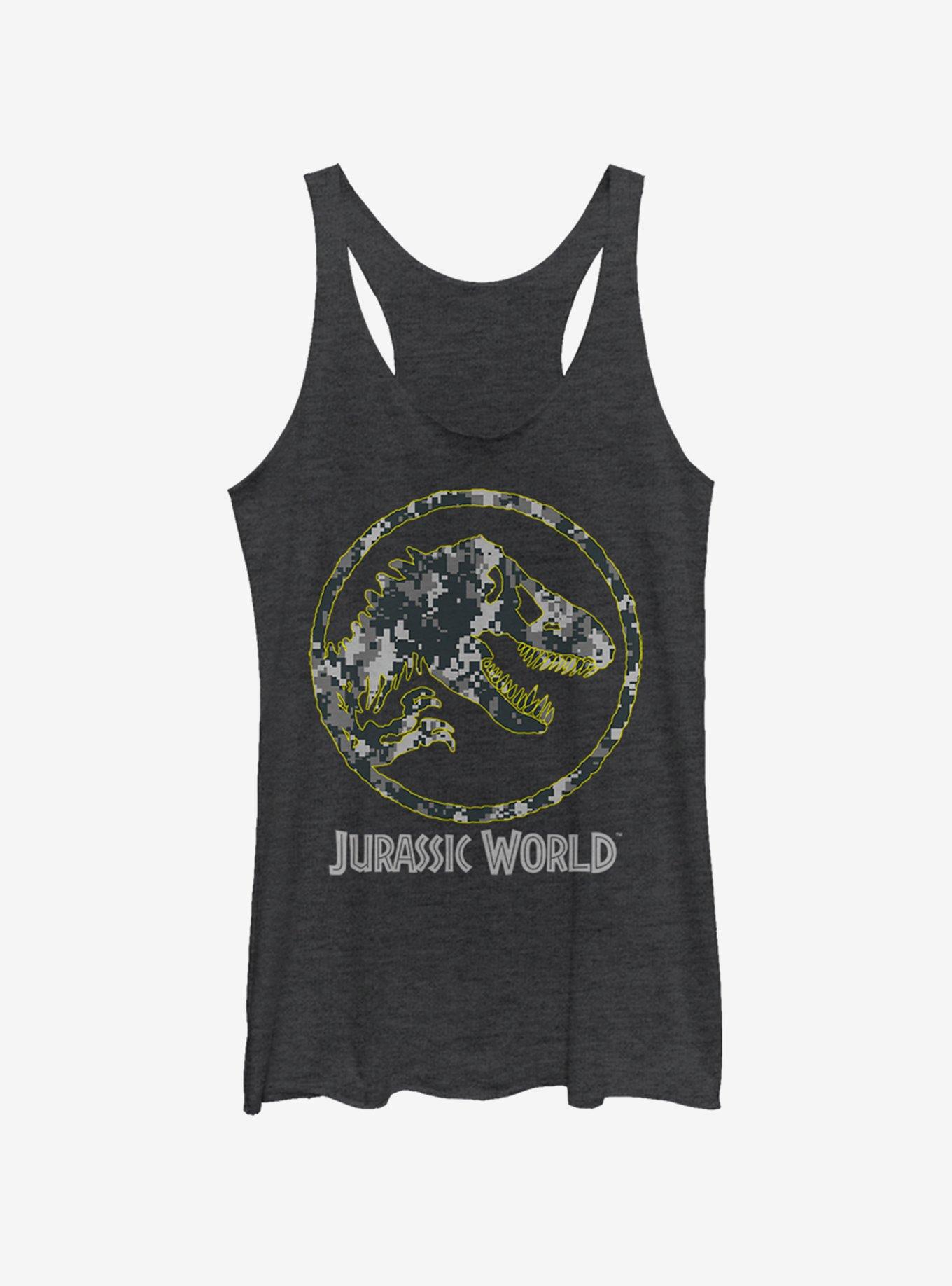 Jurassic World Camo Yellow Dino Womens Tank Top, , hi-res