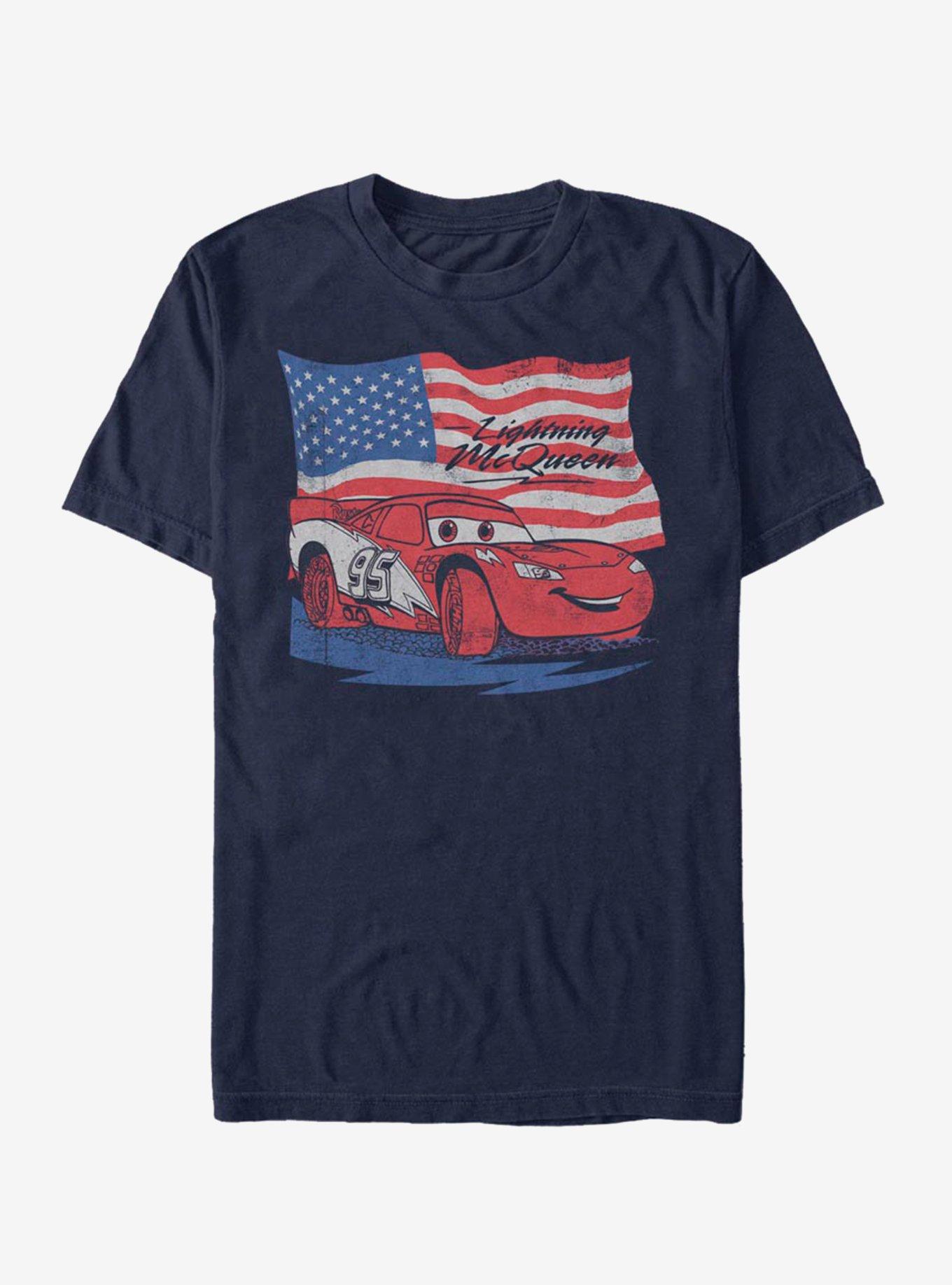 Disney Pixar Cars Lightning Flag T-Shirt, NAVY, hi-res