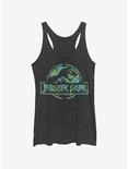 Jurassic Park Floral Logo Womens Tank Top, BLK HTR, hi-res