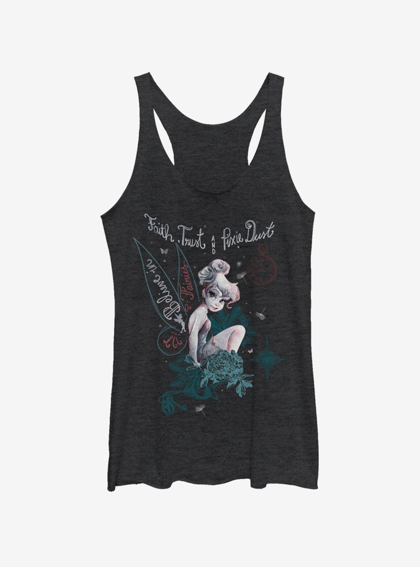 Disney Tinker Bell Faith Trust Pixie Dust Womens Tank Top, BLK HTR, hi-res