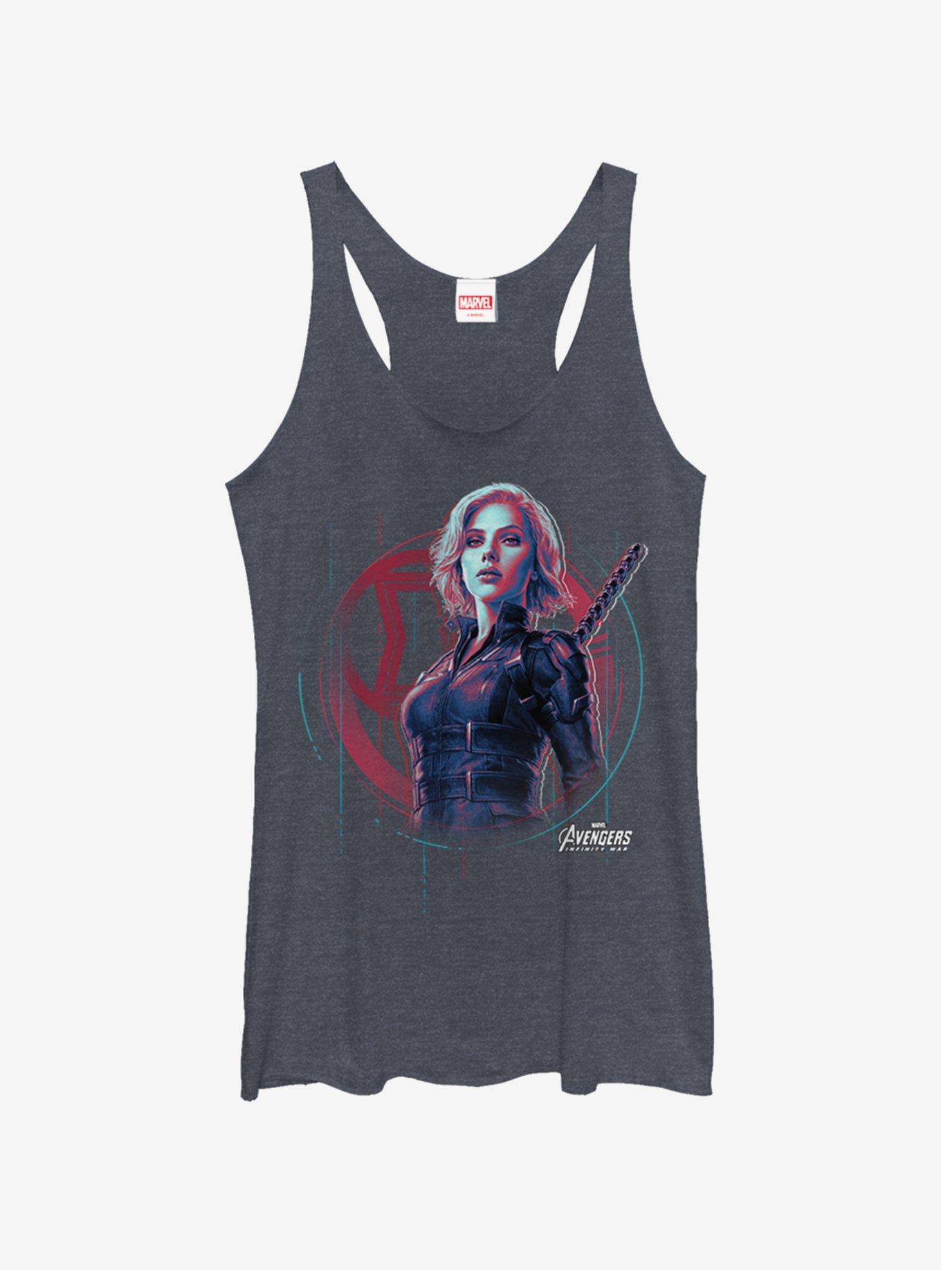 Marvel Black Widow Tech Womens Tank Top, NAVY HTR, hi-res