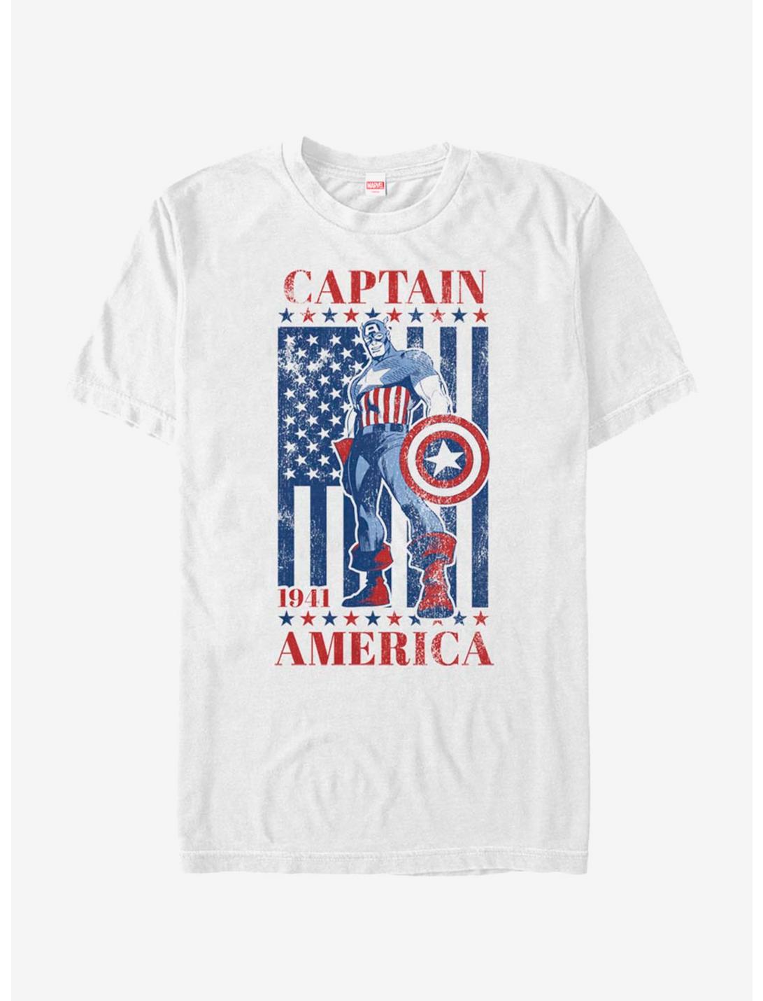 Marvel Captain America Flag T-Shirt, WHITE, hi-res