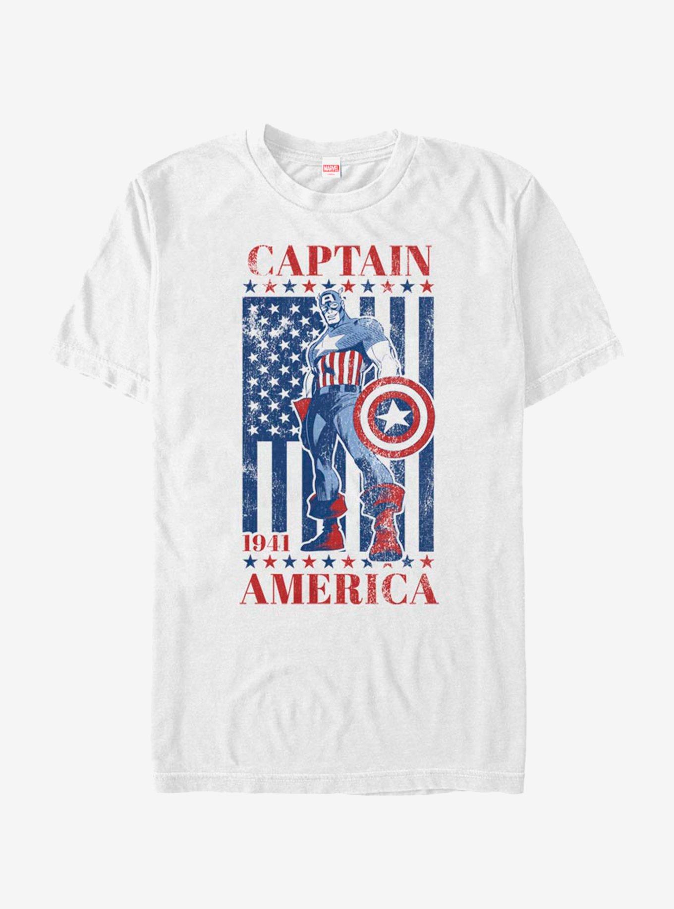 Marvel Captain America Flag T-Shirt, WHITE, hi-res