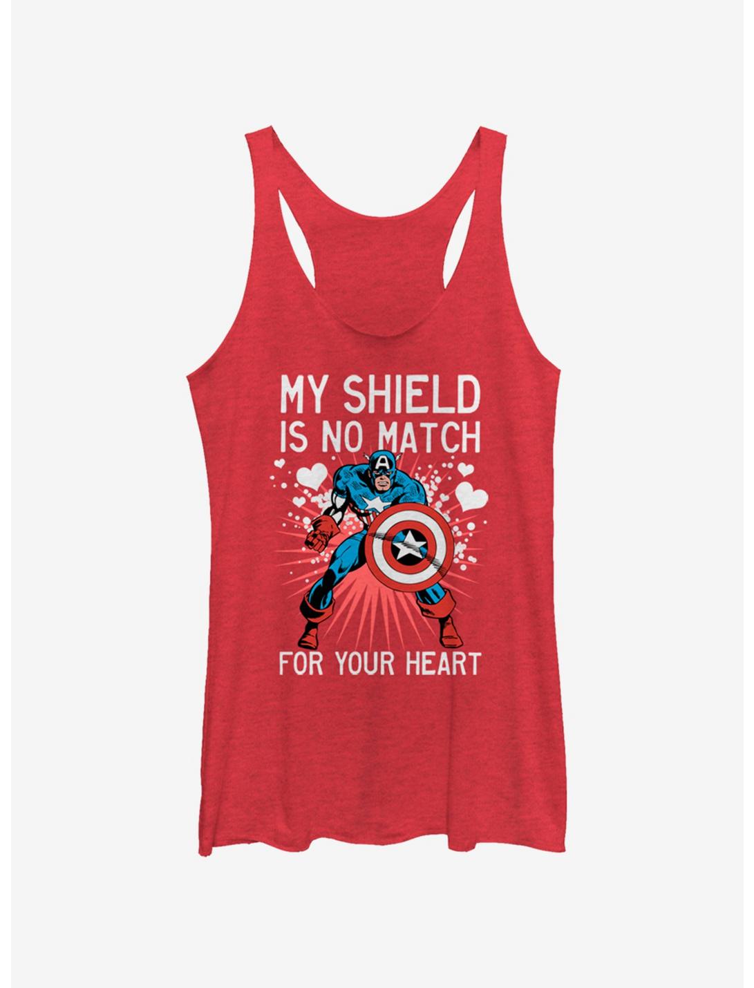 Marvel Capt Heart Shield Womens Tank Top, RED HTR, hi-res
