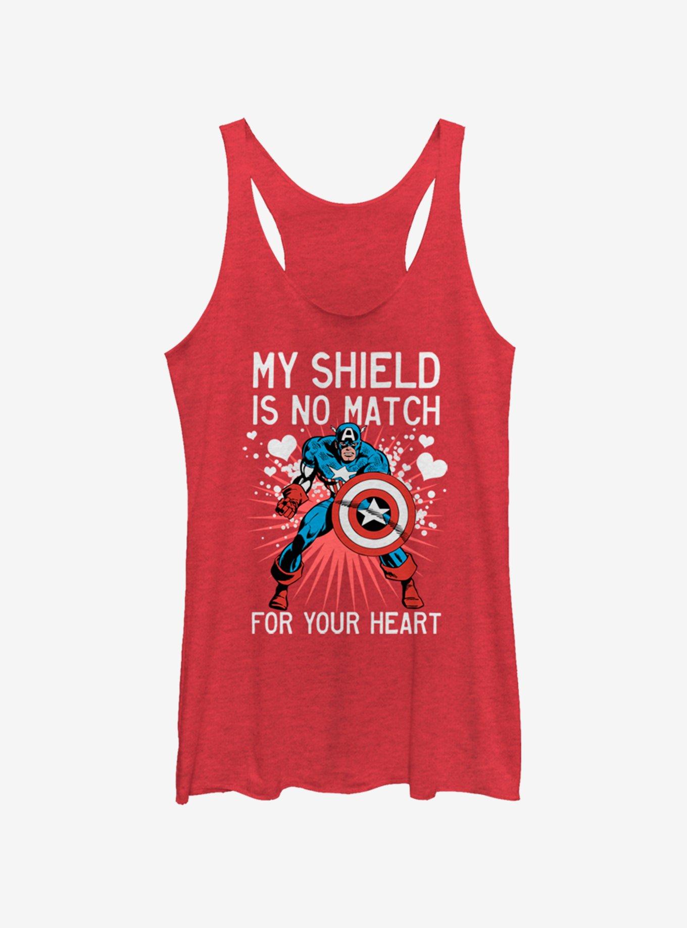 Marvel Capt Heart Shield Womens Tank Top, RED HTR, hi-res
