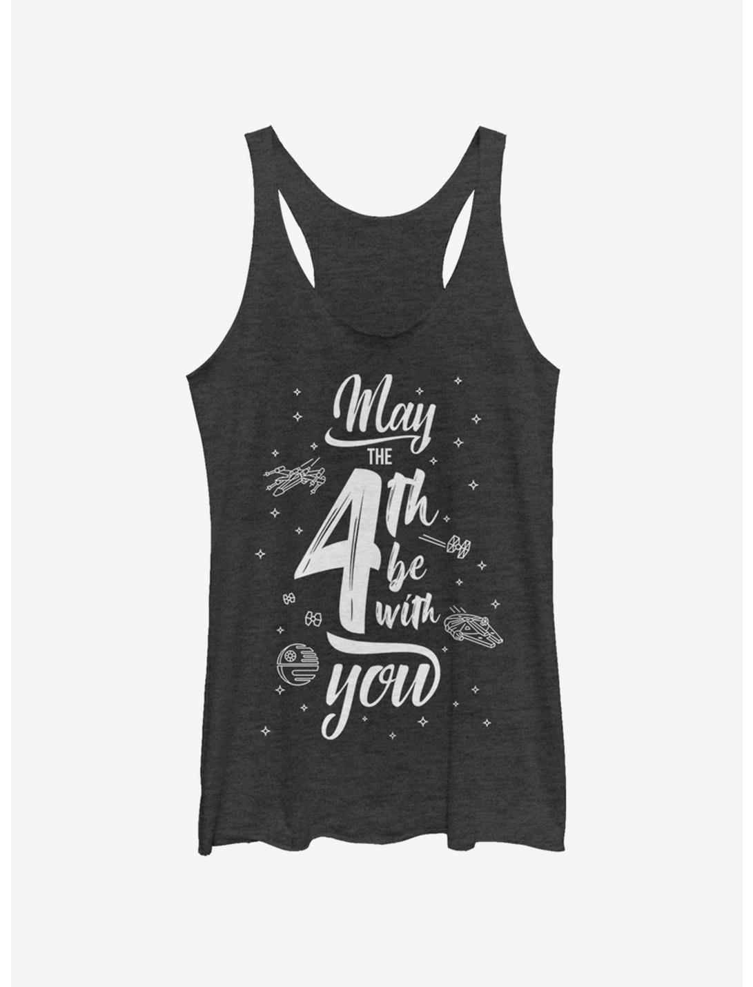 Star Wars Space Text May Fourth Womens Tank Top, BLK HTR, hi-res