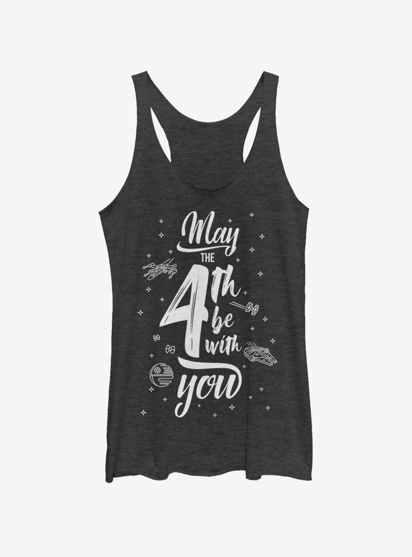 Star Wars Space Text May Fourth Womens Tank Top, BLK HTR, hi-res